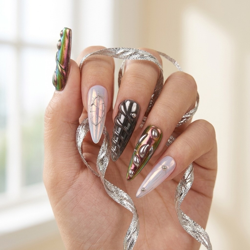 Iridescent Dreams press-on nails