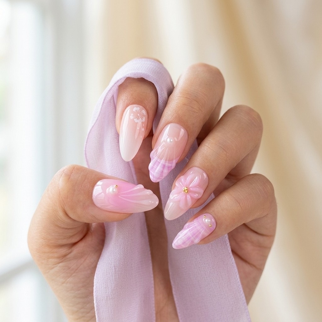 Lavender Bloom Plaid Dream press-on nails