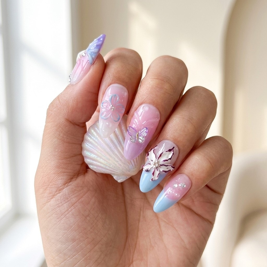 Mermaid Floral Dream press-on nails