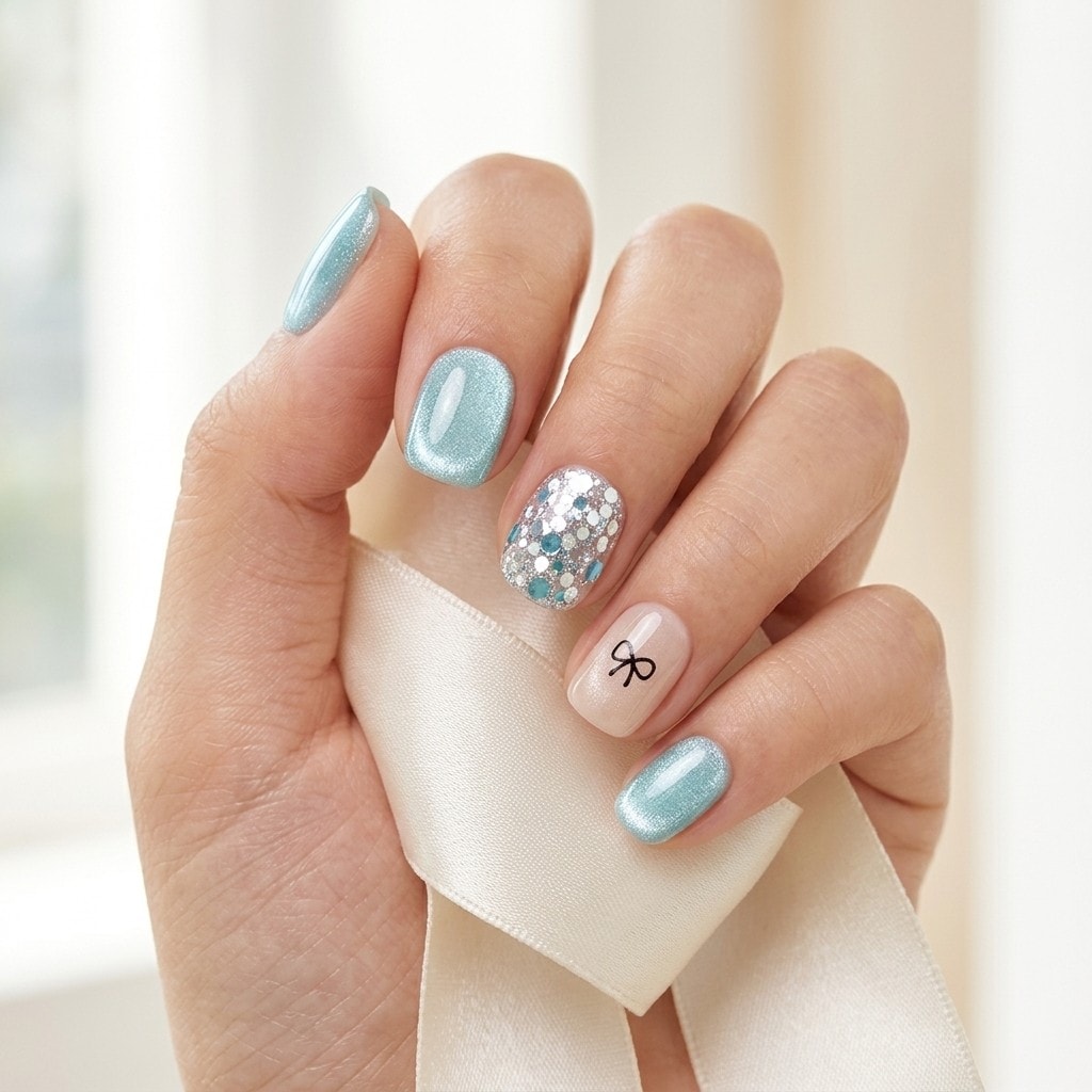 Mint Frost press-on nails