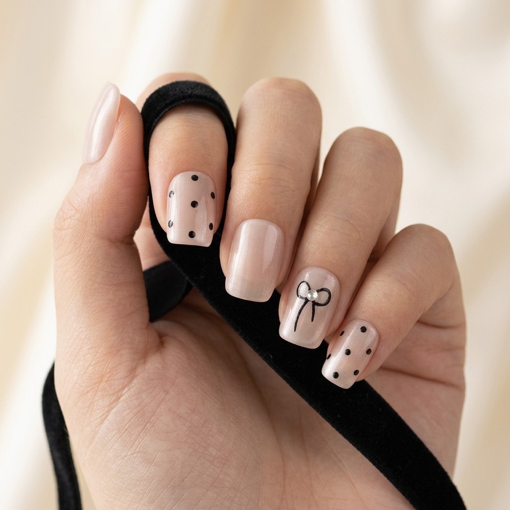 Mocha Dot press-on nails