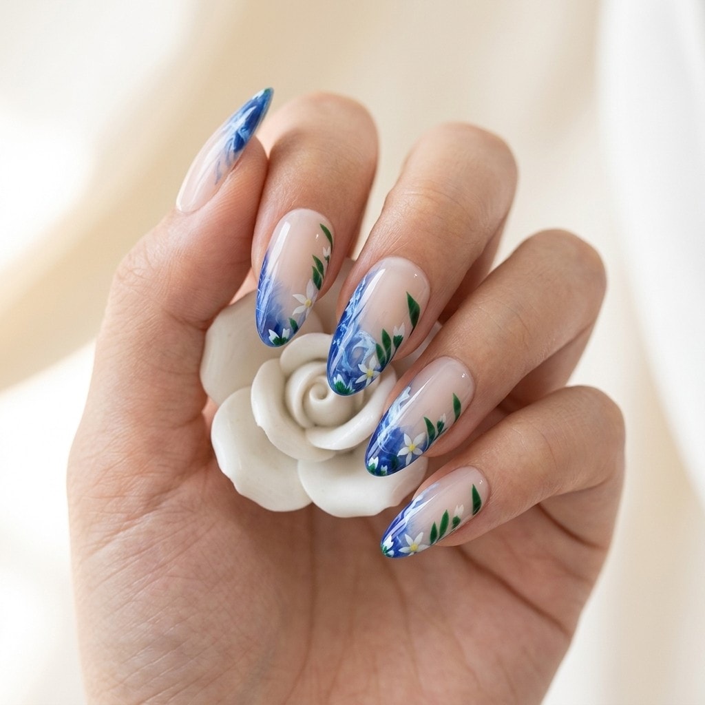 Ocean Bloom press-on nails