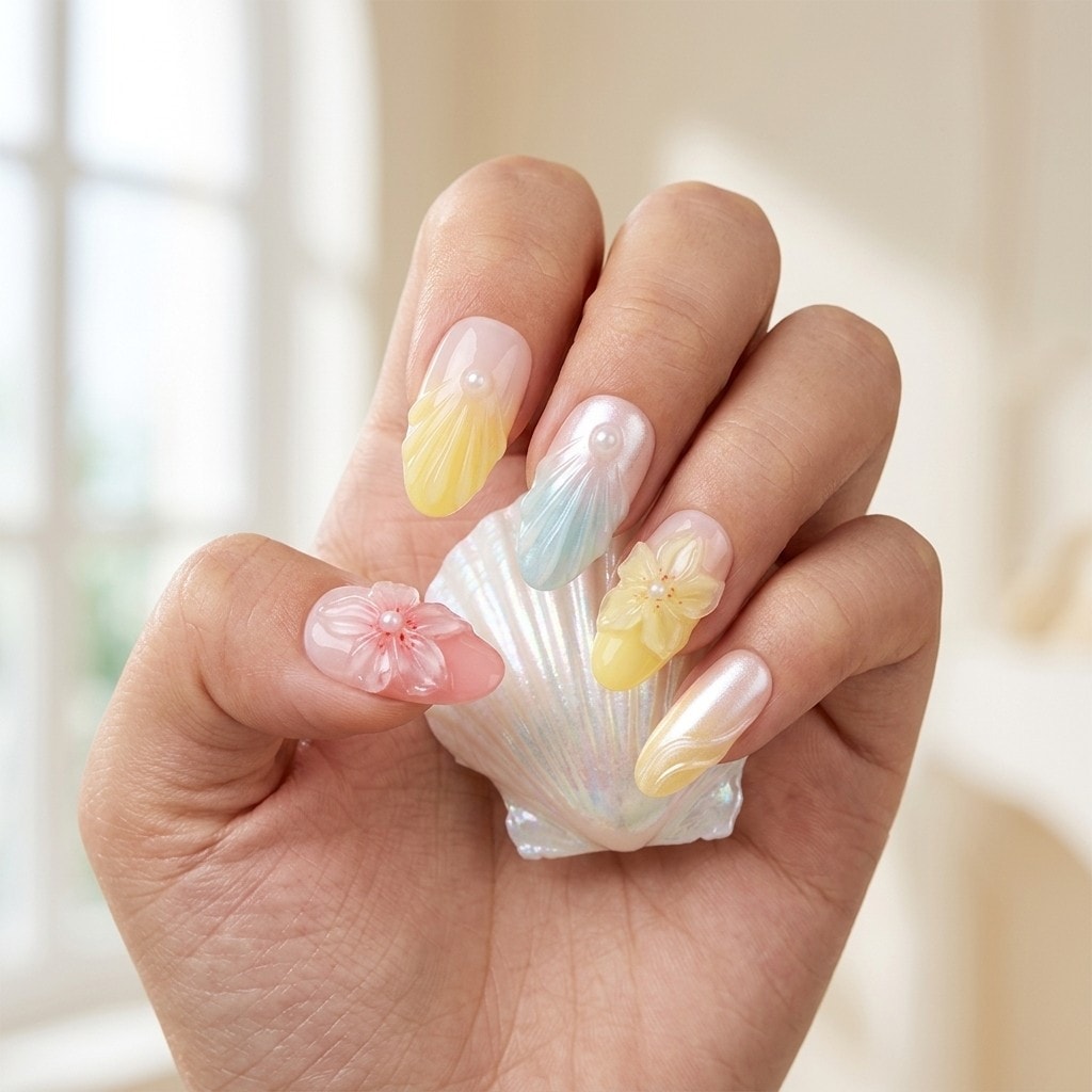 Pearl Bloom Fantasy press-on nails