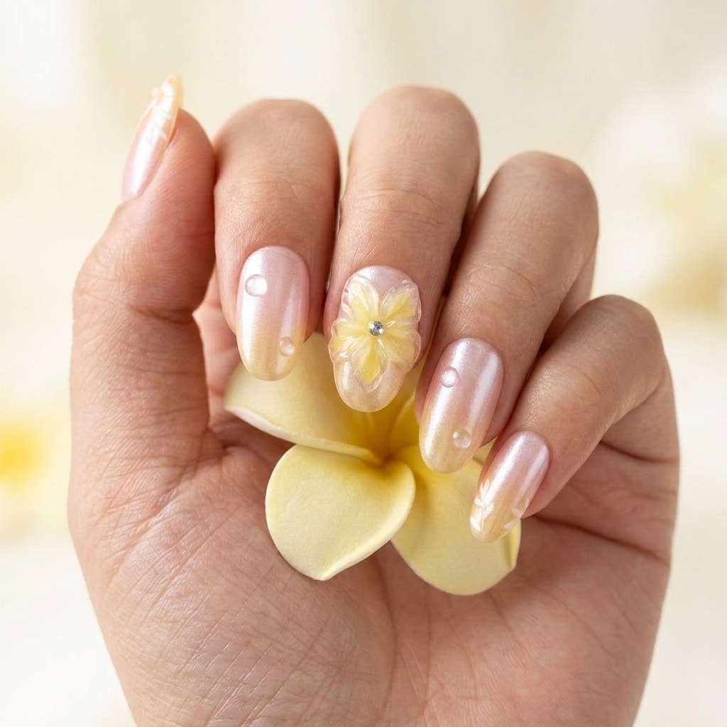 Pearl Bloom Whimsy press-on nails