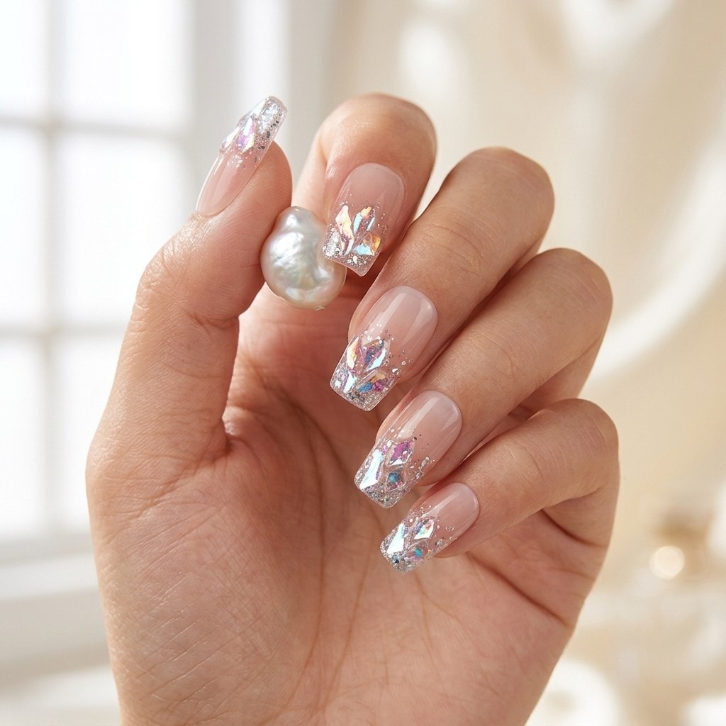 Pink Mermaid Spark press-on nails