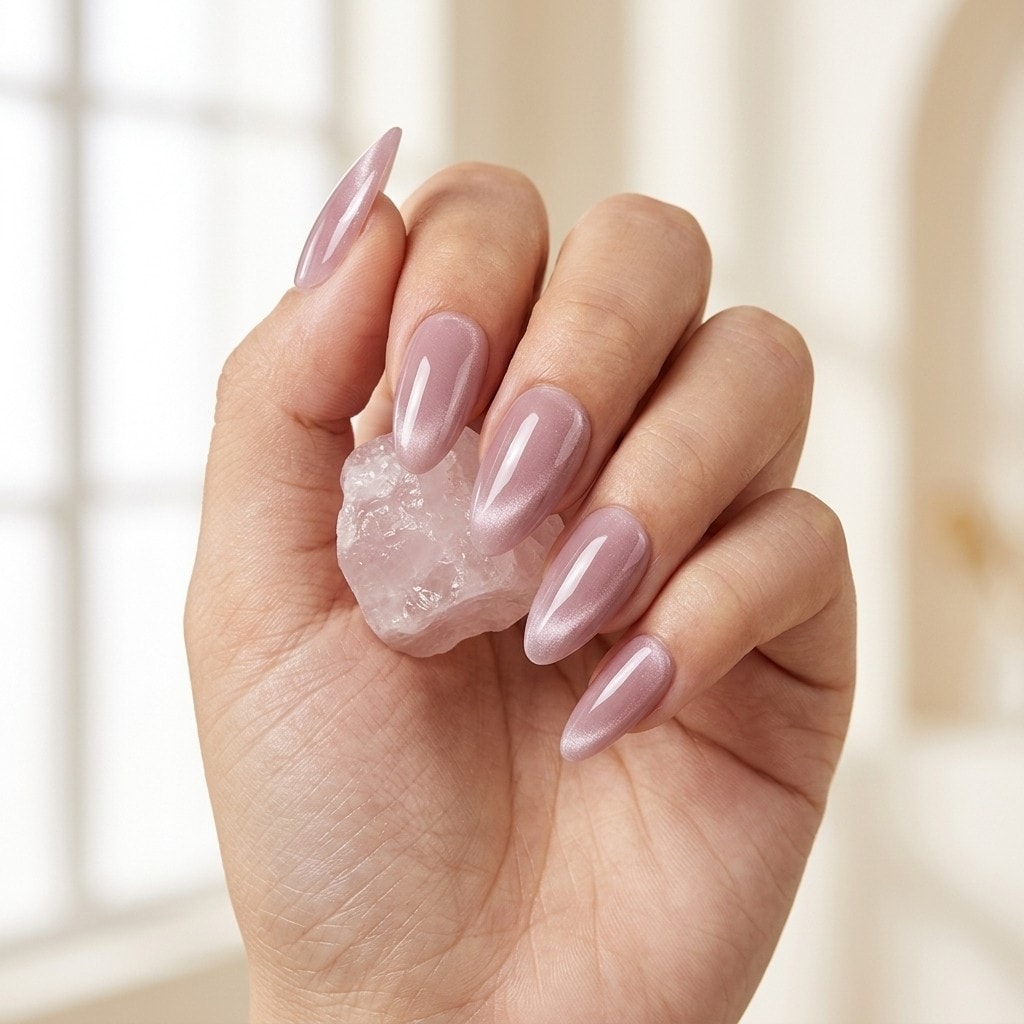 Rose Quartz Glimmer press-on nails