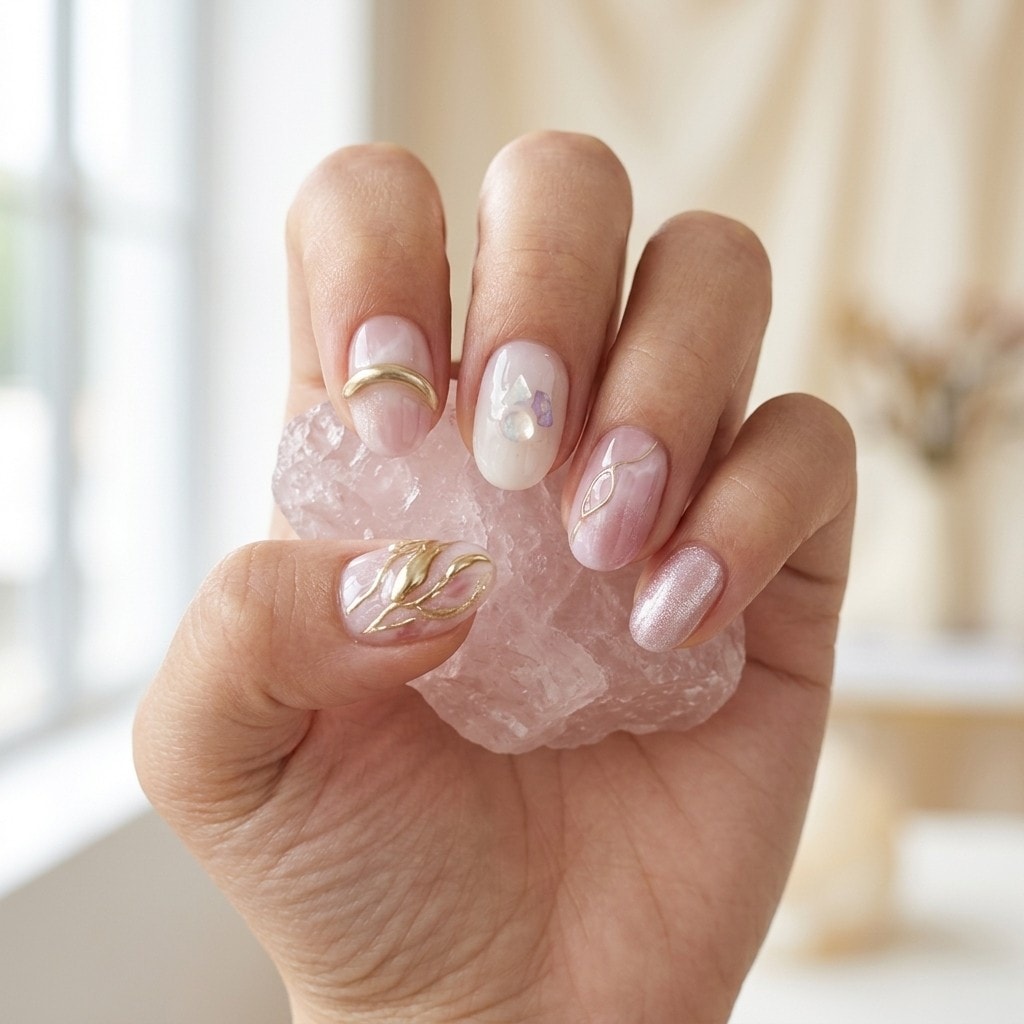 Rose Quartz press-on nails