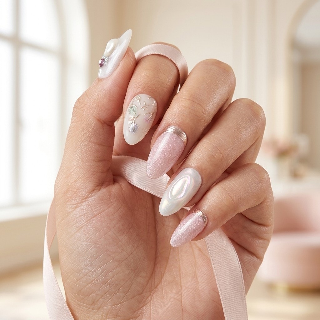 Shimmer Floral press-on nails