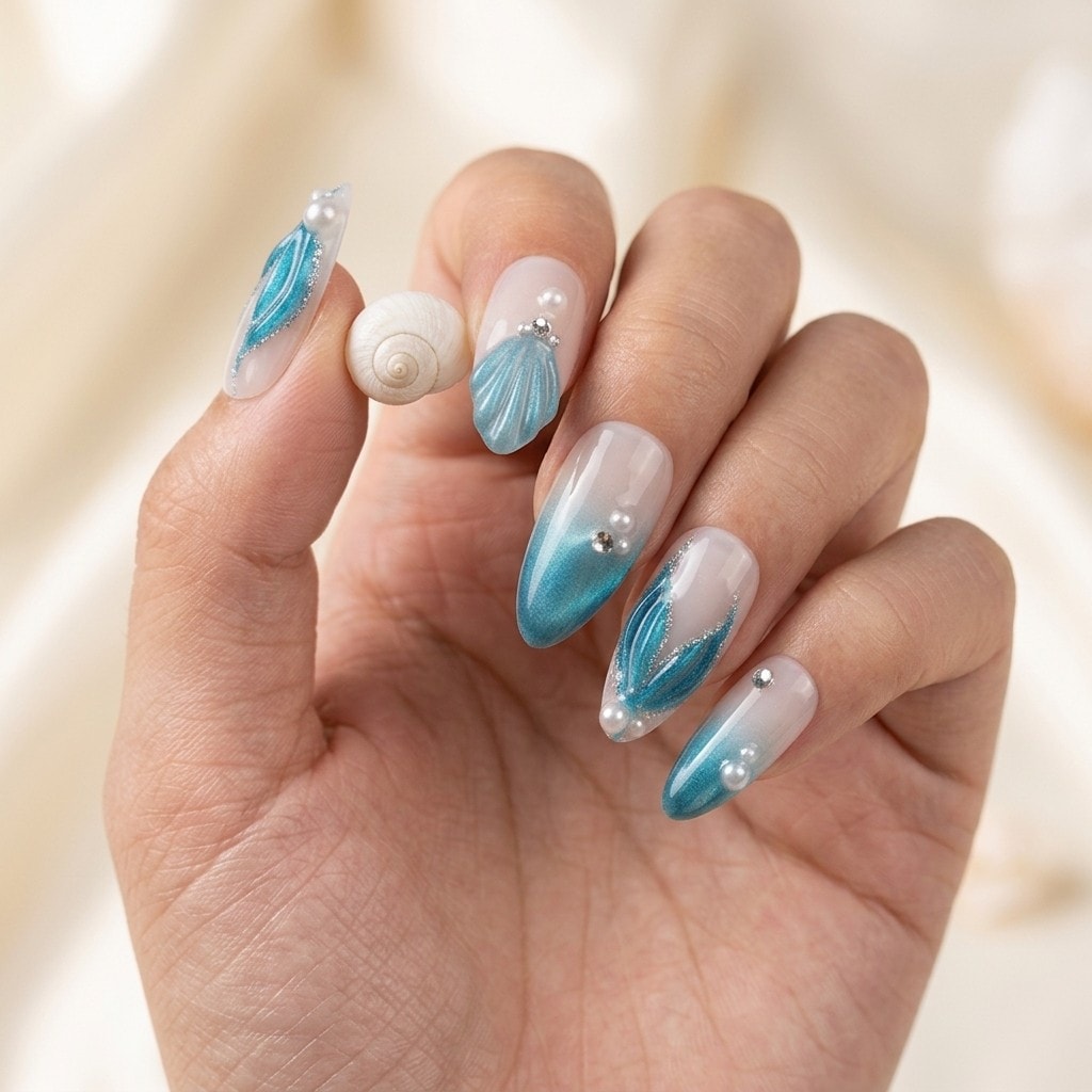 Song of Mermaids press-on nails