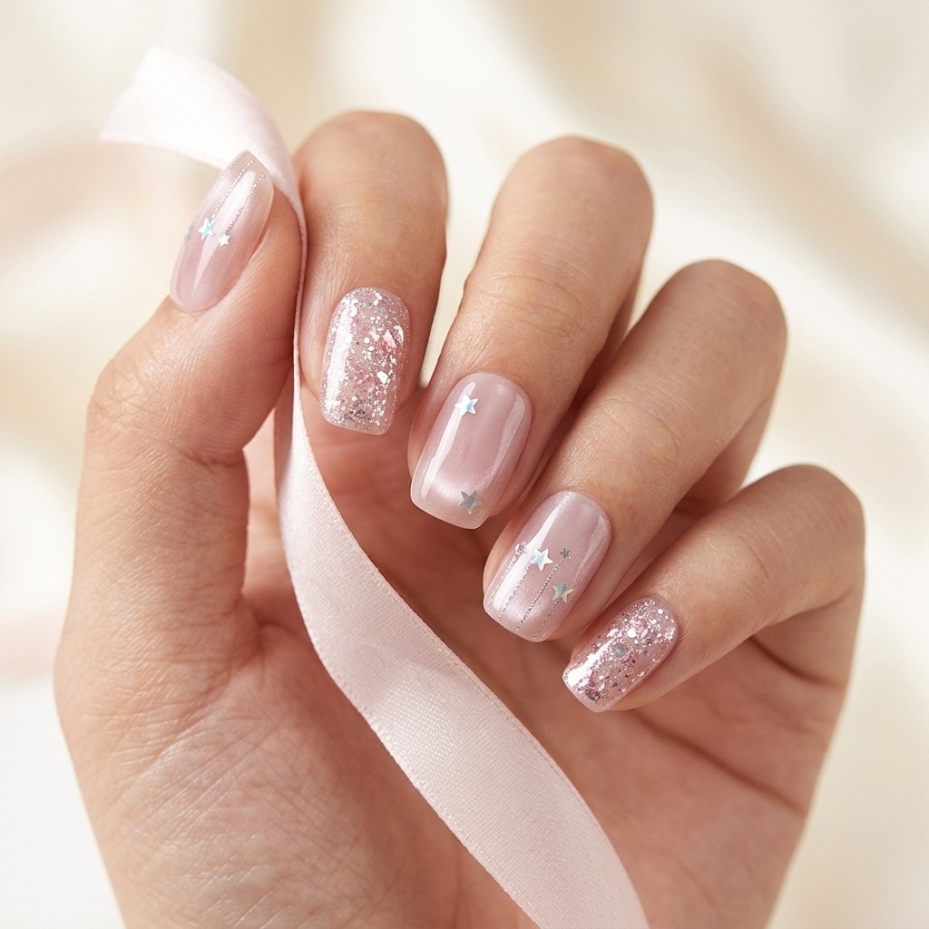 Starry Pink press-on nails