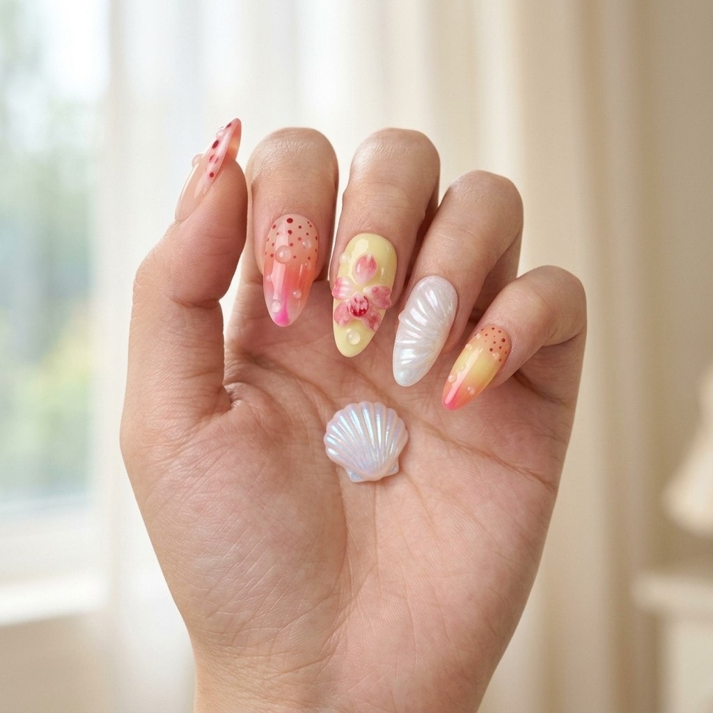 Sweet Floral Droplet press-on nails