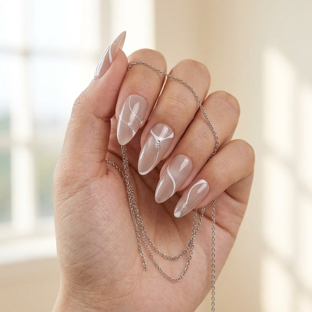 Taupe Twirl press-on nails