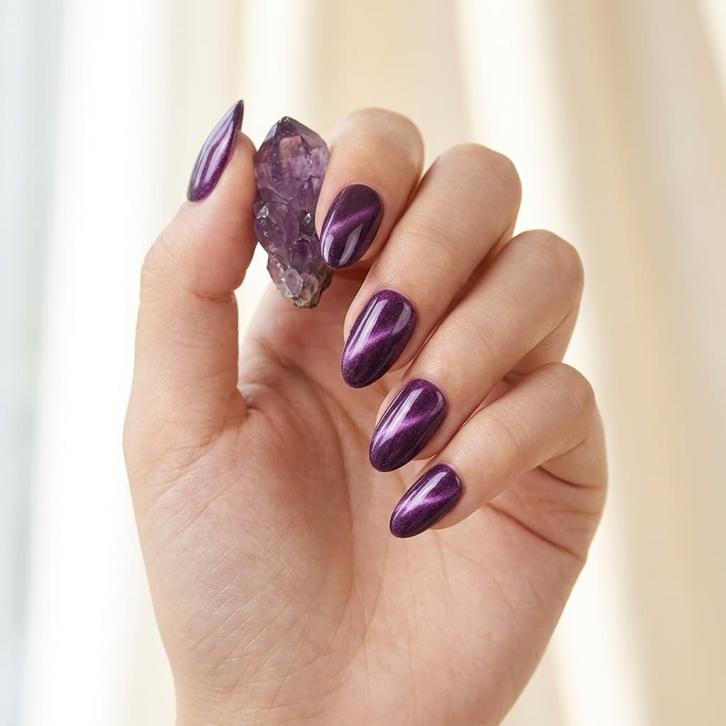 Amethyst Cat Eye press-on nails