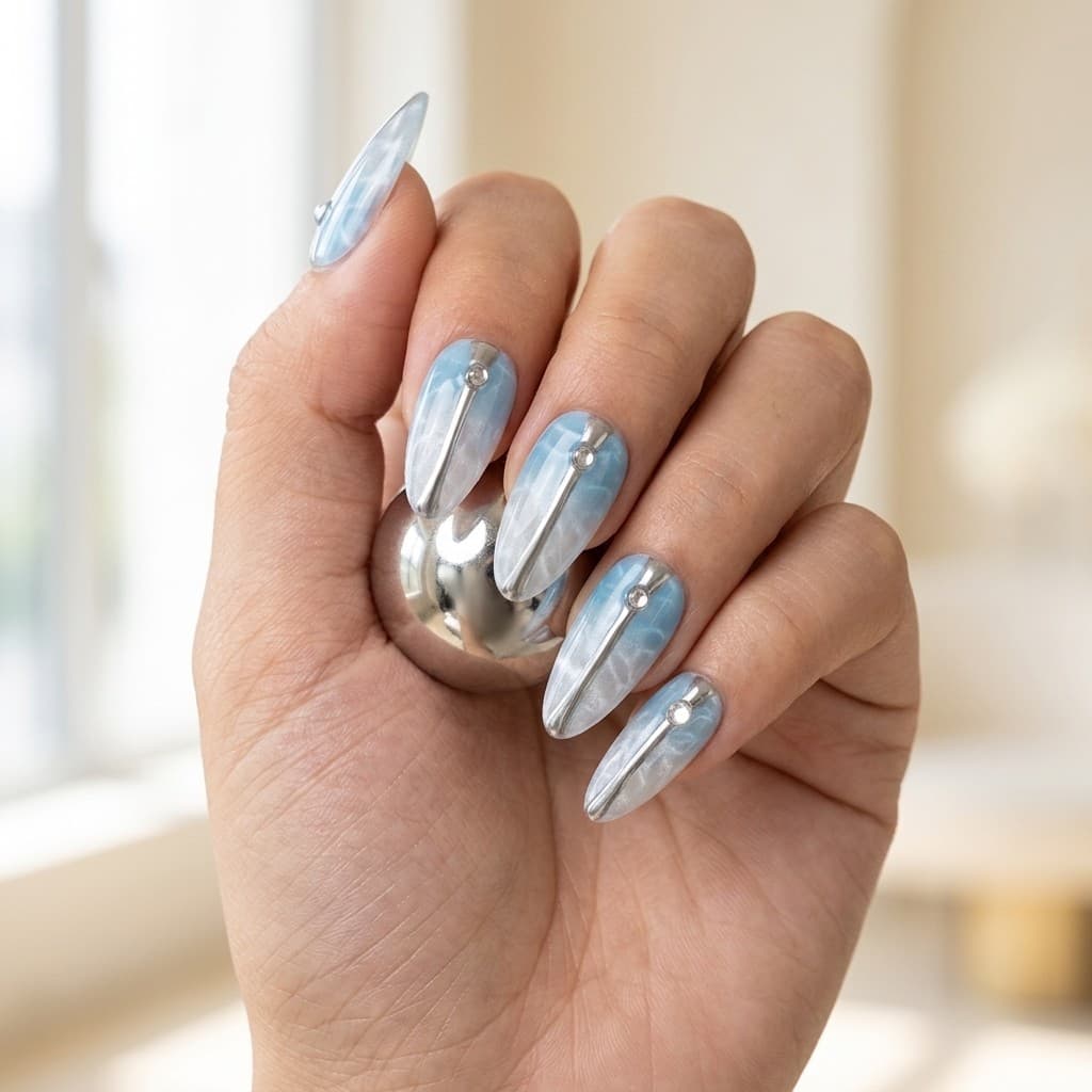 Aqua Wave press-on nails