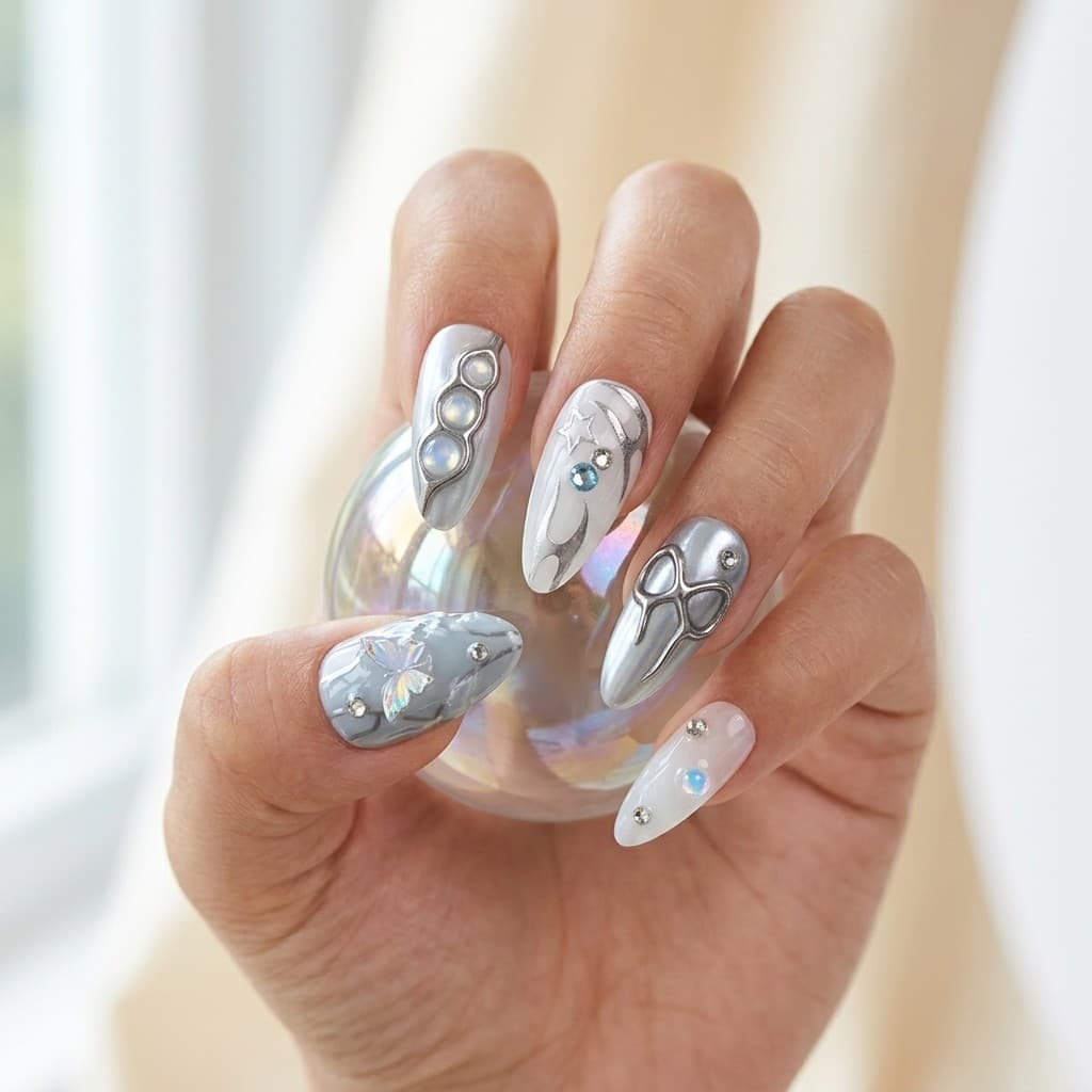 Crystal Aura press-on nails