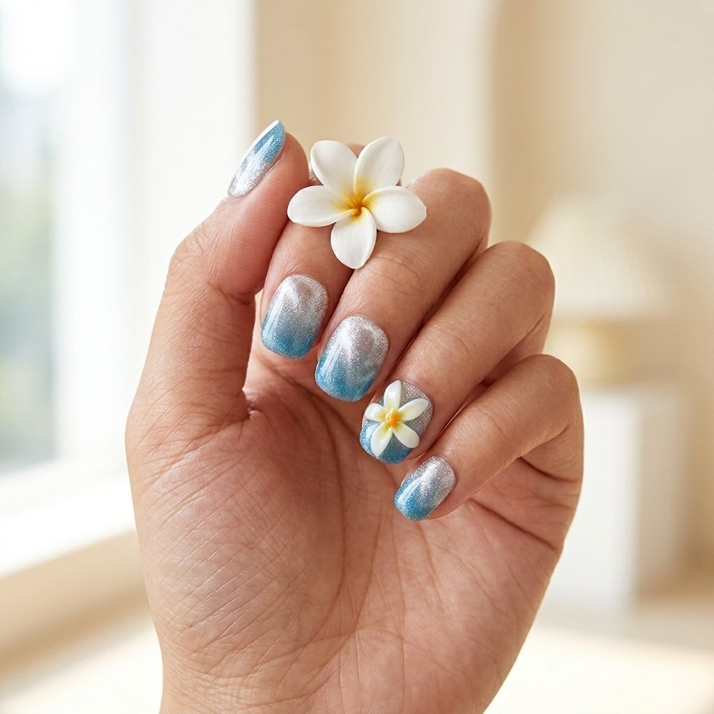 Hawaii Blue press-on nails