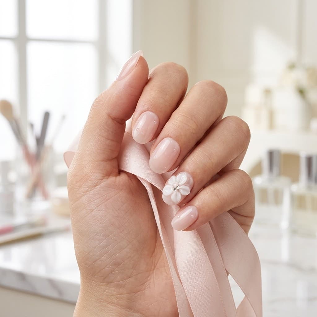 Blushing Bloom press-on nails