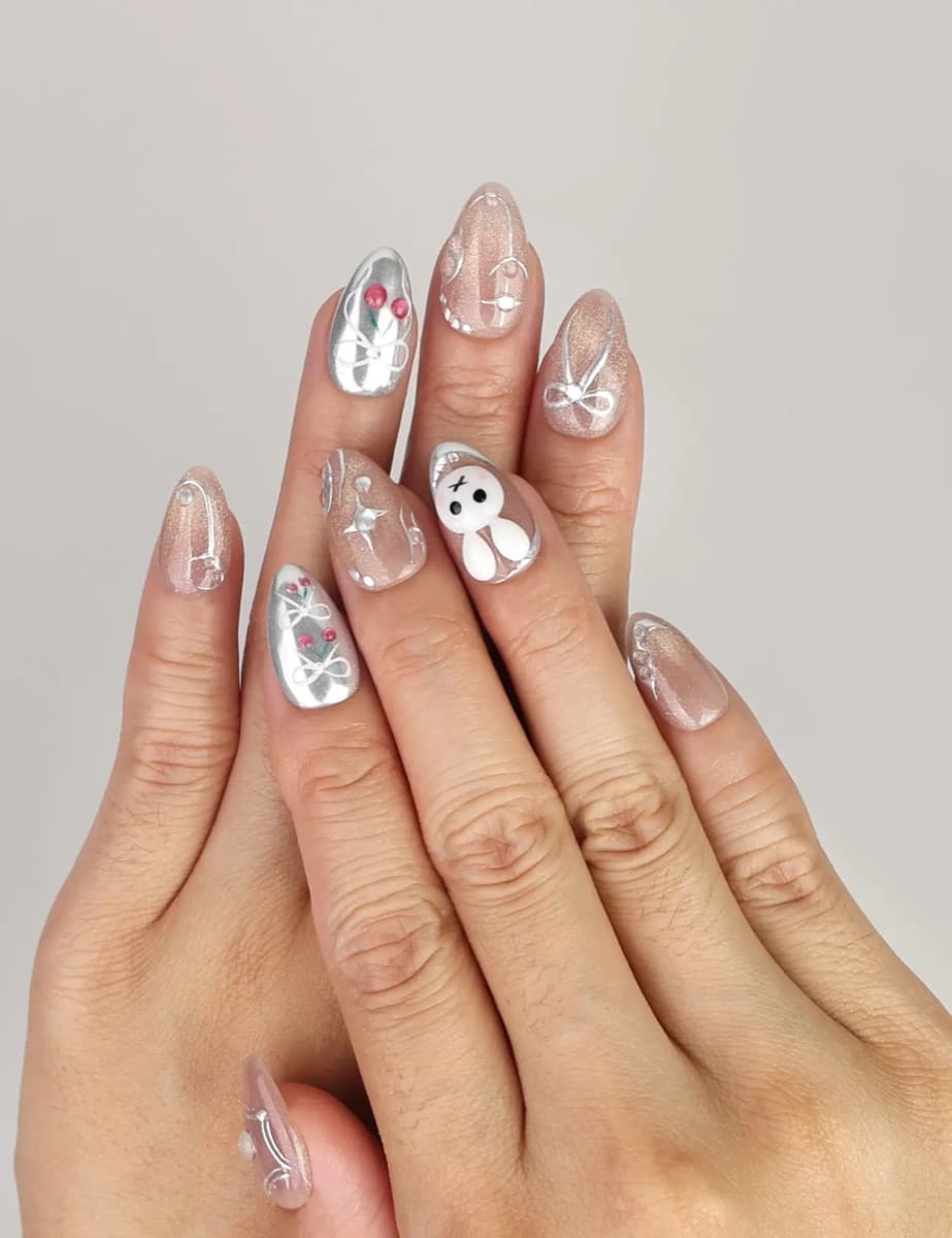 Silver Glitter Bunny – image 2